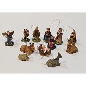 Mini Christmas Nativity Ornaments Set Scene 12 Pieces Resin Figures Only